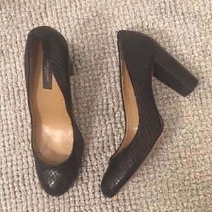 Ann Taylor Black Snake Skin Genuine Leather Shoes